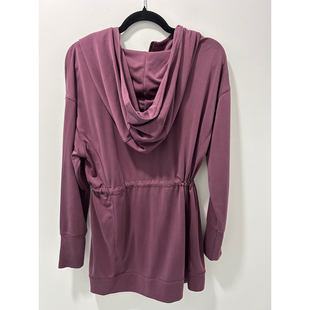 Fabletics Plum Purple Cinched Waist Full Zip Hooded Jacket Thumbholes Size XS - Picture 12 of 12